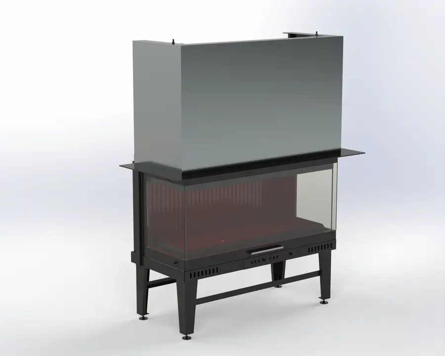 Steel Fire 110 cm 3 Açık Asansörlü Şömine Haznesi · 3 Açık Asansörlü Çelik Hazneler