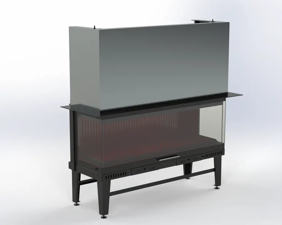 Steel Fire 140 cm 3 Açık Asansörlü Şömine Haznesi Nurtaş Şömine şömine haznesi