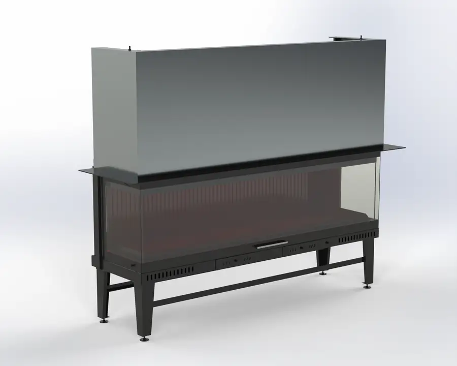 Steel Fire 180 cm 3 Açık Asansörlü Şömine Haznesi Nurtaş Şömine şömine haznesi