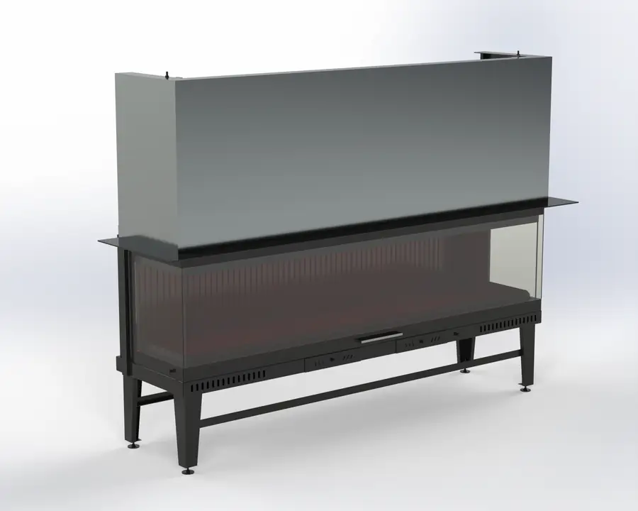 Steel Fire 200 cm 3 Açık Asansörlü Şömine Haznesi Nurtaş Şömine şömine haznesi