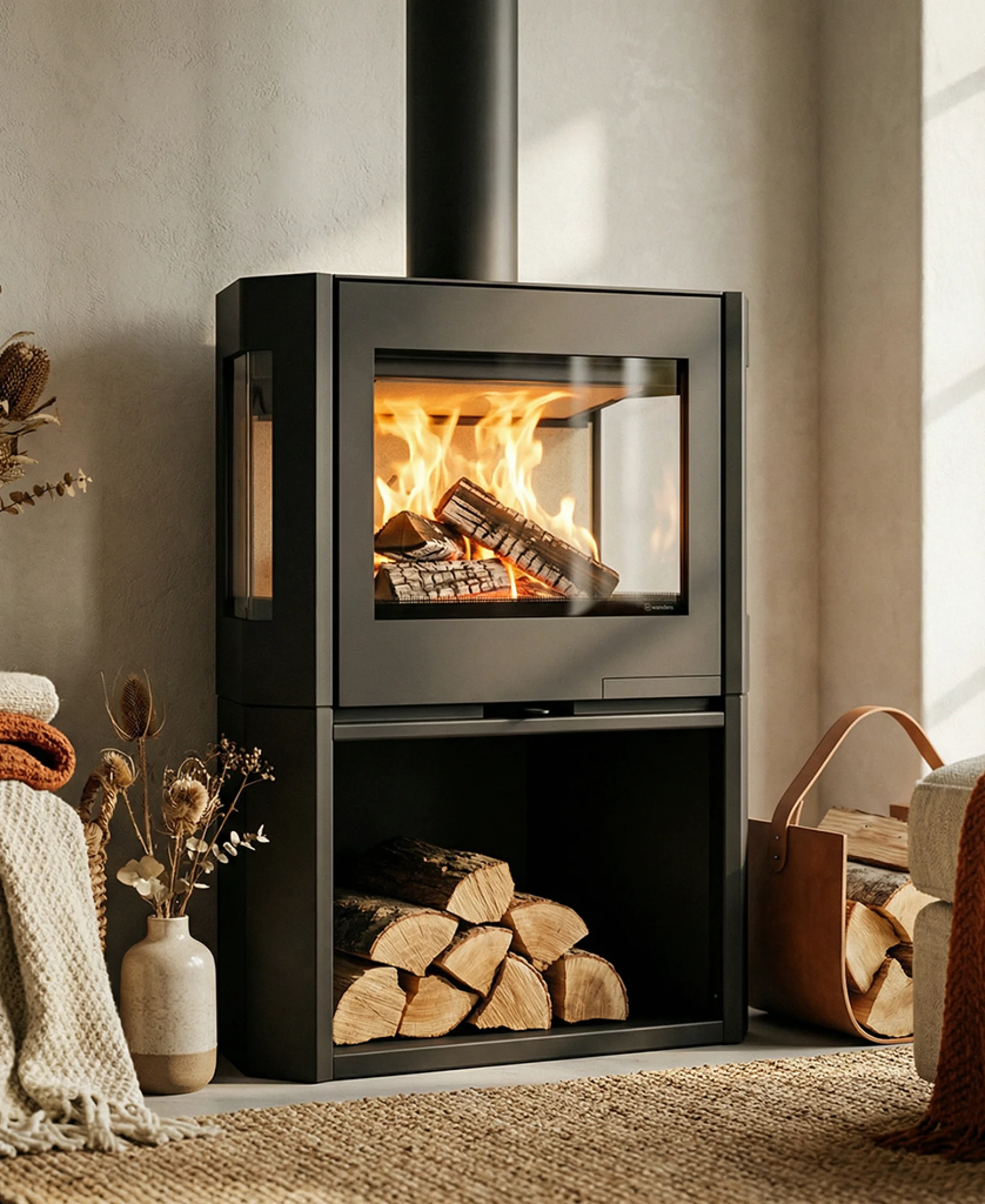 Steel Fire Black Sapphire Box Storage L by NURTAŞ ŞÖMİNE